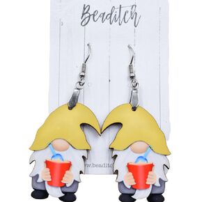 Sand Castle Gnome Earrings - Beach Earrings