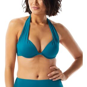 Coco Contours Cameo Halter Bra Sized Underwire Push Up Bikini Top — Molded Cups C-D…