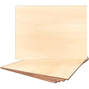 5 Pack Unfinished Basswood Sheet 12x16x3/16 Inch Thick Plywood Board Wooden Rectangle Panels for Lasercuting Burning DIY Crafts
