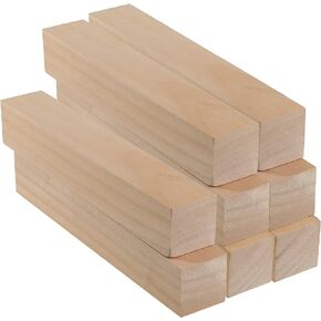 8 PCS 2 x 2 x 12 Inches Pine Lumber Square Turning Blanks, Natural Unfinished Wood Carving Blocks for Carving, DIY Art and Craft