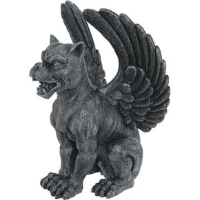 PTC Resin Medieval Sitting Winged Lioness Gargoyle Figurine Statue