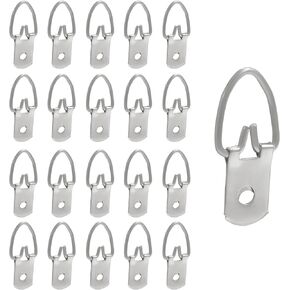 100 Pack D Ring Picture Hangers, Metal Picture Frame Hangers with Screws, Single Hole Hook for Clocks, Paintings, Decorations(Silver)
