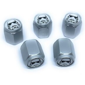 Imperial Soldier Stormtrooper Tire Valve Stem Caps (5 Pack) | Dust Proof with O Rubber Seal Outdoor All-Weather Leak-Proof Air Protection Universal Covers for Cars SUVs Trucks (Silver), S in Saudi Arabia