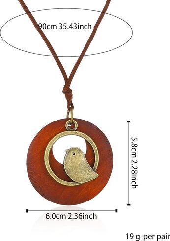 Bohemian Necklace for Women Choker Necklace Long Cord Wooden Pendant Neckalce Vintage Alloy Pendant Rope Sweater Necklace Jewelry Gifts for Girls in Saudi Arabia