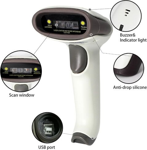 Wireless USB Barcode Scanner,Symcode Handheld Automatic CCD Barcode Scanner Reader 2.4GHz Wireless & USB2.0 Wired, Support Mac OS X, Android, Windows 10 and iOS 9 in Saudi Arabia
