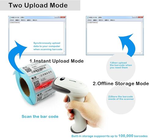 Wireless USB Barcode Scanner,Symcode Handheld Automatic CCD Barcode Scanner Reader 2.4GHz Wireless & USB2.0 Wired, Support Mac OS X, Android, Windows 10 and iOS 9 in Saudi Arabia