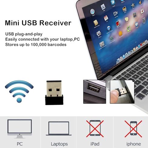 Wireless USB Barcode Scanner,Symcode Handheld Automatic CCD Barcode Scanner Reader 2.4GHz Wireless & USB2.0 Wired, Support Mac OS X, Android, Windows 10 and iOS 9 in Saudi Arabia