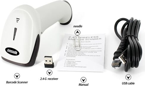 Wireless USB Barcode Scanner,Symcode Handheld Automatic CCD Barcode Scanner Reader 2.4GHz Wireless & USB2.0 Wired, Support Mac OS X, Android, Windows 10 and iOS 9 in Saudi Arabia