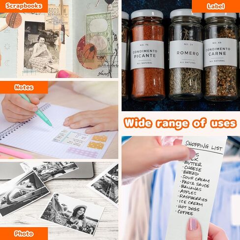 طابعة جيب لطابعة الملصقات الصغيرة، طابعة حرارية محمولة للصور/المجلات/الإيصالات/الملاحظات/القوائم/الملصق/المذكرات/اصنعها بنفسك/السفر/هدايا أعياد ميلاد الأطفال، طابعة بلوتوث لاسلكية مع تطبيق Android أو iOS in Kuwait