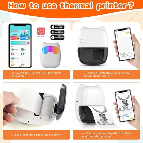 طابعة جيب لطابعة الملصقات الصغيرة، طابعة حرارية محمولة للصور/المجلات/الإيصالات/الملاحظات/القوائم/الملصق/المذكرات/اصنعها بنفسك/السفر/هدايا أعياد ميلاد الأطفال، طابعة بلوتوث لاسلكية مع تطبيق Android أو iOS in Kuwait