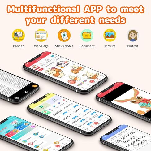 طابعة جيب لطابعة الملصقات الصغيرة، طابعة حرارية محمولة للصور/المجلات/الإيصالات/الملاحظات/القوائم/الملصق/المذكرات/اصنعها بنفسك/السفر/هدايا أعياد ميلاد الأطفال، طابعة بلوتوث لاسلكية مع تطبيق Android أو iOS in Kuwait