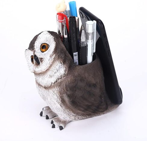 Owl Pen Holder Cute Resin Pen Holder for Desk Organizer Decoration Luxury Gift and Exquisite Handicraft (Brown&Yellow) in Saudi Arabia