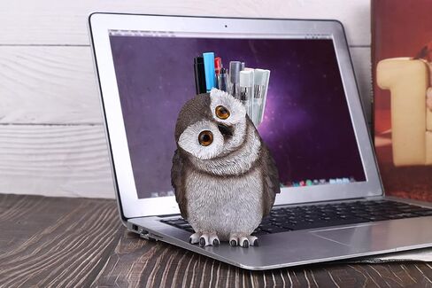 Owl Pen Holder Cute Resin Pen Holder for Desk Organizer Decoration Luxury Gift and Exquisite Handicraft (Brown&Yellow) in Saudi Arabia