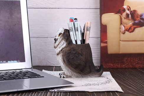 Owl Pen Holder Cute Resin Pen Holder for Desk Organizer Decoration Luxury Gift and Exquisite Handicraft (Brown&Yellow) in Saudi Arabia