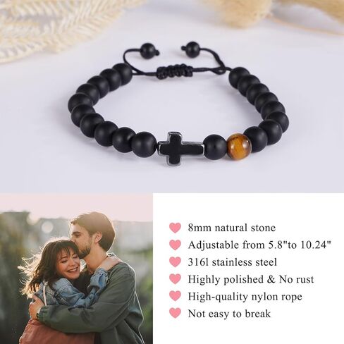 سوار صليب مسيحي من الحجر الطبيعي هدايا دينية مسيحية كاثوليكية للرجال والأولاد in Kuwait