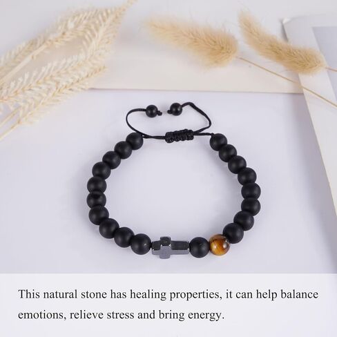 سوار صليب مسيحي من الحجر الطبيعي هدايا دينية مسيحية كاثوليكية للرجال والأولاد in Kuwait