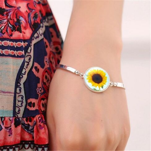 Yellow Sunflower Pendant Necklace Earrings Bracelet Inspirational Sunflower Necklace for Women Girls Charm Sunflower Drop Earrings Spring Flower Jewelry Set in Saudi Arabia