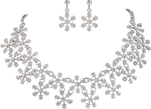 EVER FAITH Lots Snowflake Austrian Crystal Necklace Earrings Set in Saudi Arabia