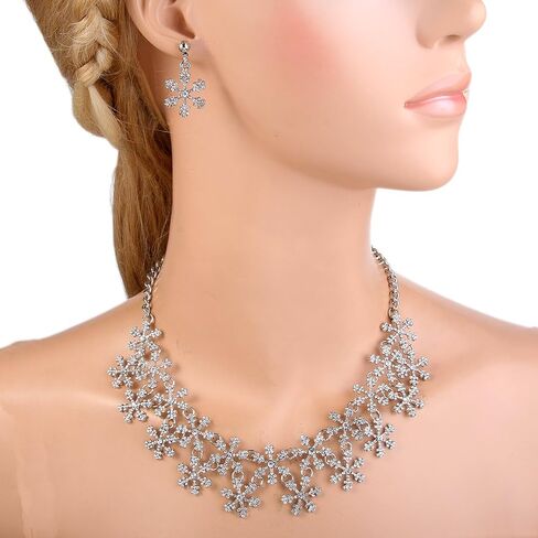 EVER FAITH Lots Snowflake Austrian Crystal Necklace Earrings Set in Saudi Arabia