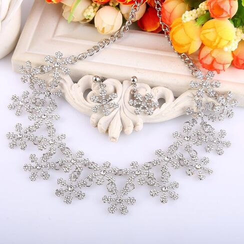 EVER FAITH Lots Snowflake Austrian Crystal Necklace Earrings Set in Saudi Arabia