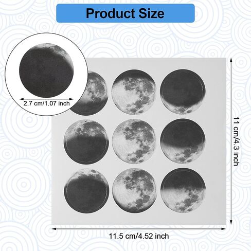 450 Pieces Moon Phase Scrapbooking Stickers Moon Planner Decals Round Astrology Stickers for DIY Decoration Personalize Laptops Bullet Scrapbook Suitcase Notebooks Album Journal in Saudi Arabia