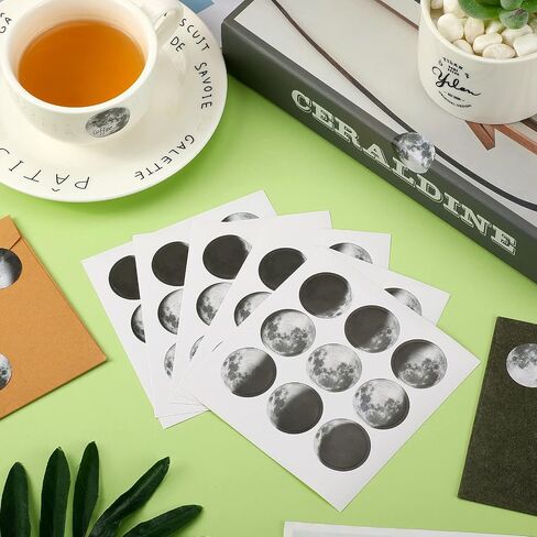 450 Pieces Moon Phase Scrapbooking Stickers Moon Planner Decals Round Astrology Stickers for DIY Decoration Personalize Laptops Bullet Scrapbook Suitcase Notebooks Album Journal in Saudi Arabia