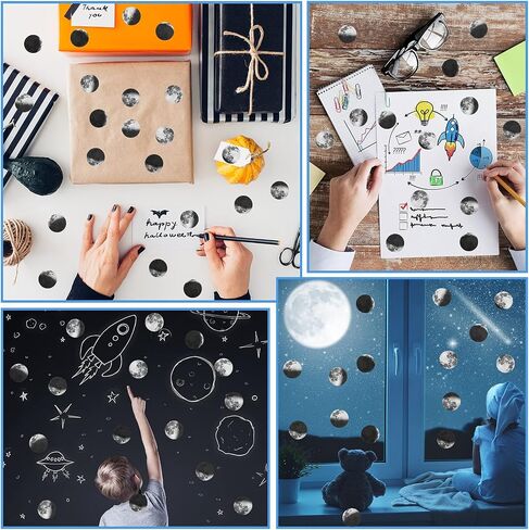450 Pieces Moon Phase Scrapbooking Stickers Moon Planner Decals Round Astrology Stickers for DIY Decoration Personalize Laptops Bullet Scrapbook Suitcase Notebooks Album Journal in Saudi Arabia