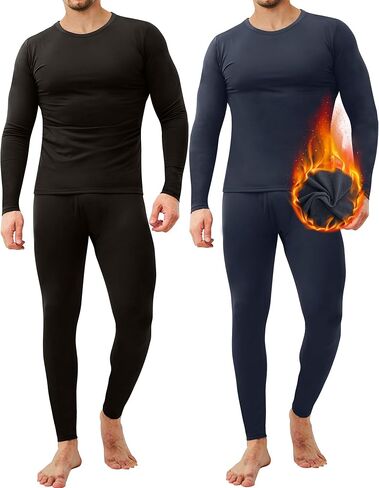 CL convallaria 2 Pack Long Johns Thermal Underwear for Men Soft Fleece Lined Base Layer Cold Weather Set XS-4XL in Saudi Arabia