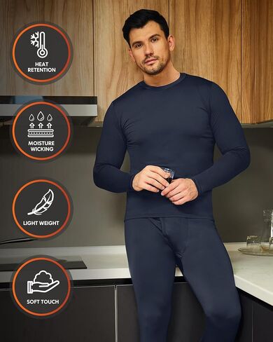 CL convallaria 2 Pack Long Johns Thermal Underwear for Men Soft Fleece Lined Base Layer Cold Weather Set XS-4XL in Saudi Arabia