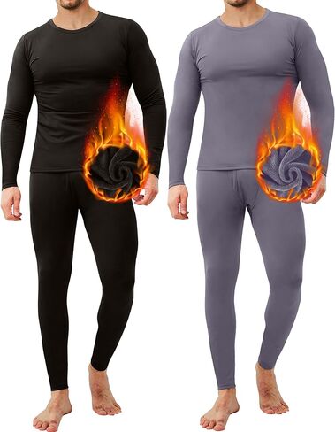CL convallaria 2 Pack Long Johns Thermal Underwear for Men Soft Fleece Lined Base Layer Cold Weather Set XS-4XL in Saudi Arabia