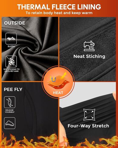 CL convallaria 2 Pack Long Johns Thermal Underwear for Men Soft Fleece Lined Base Layer Cold Weather Set XS-4XL in Saudi Arabia
