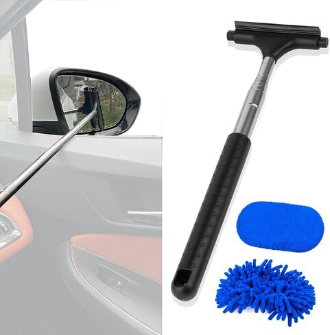 ممسحة مرآة جانبية - منظف ممسحة مرآة معدنية تلسكوبية لجميع المركبات، ملحقات السيارة الداخلية والخارجية المحمولة in Kuwait