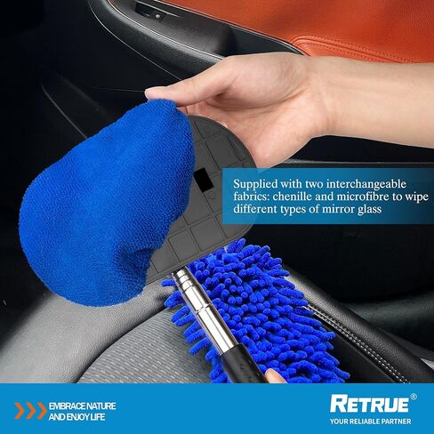 ممسحة مرآة جانبية - منظف ممسحة مرآة معدنية تلسكوبية لجميع المركبات، ملحقات السيارة الداخلية والخارجية المحمولة in Kuwait