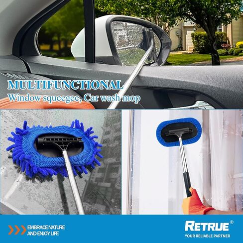 ممسحة مرآة جانبية - منظف ممسحة مرآة معدنية تلسكوبية لجميع المركبات، ملحقات السيارة الداخلية والخارجية المحمولة in Kuwait