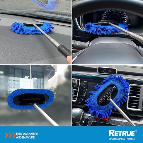 ممسحة مرآة جانبية - منظف ممسحة مرآة معدنية تلسكوبية لجميع المركبات، ملحقات السيارة الداخلية والخارجية المحمولة in Kuwait