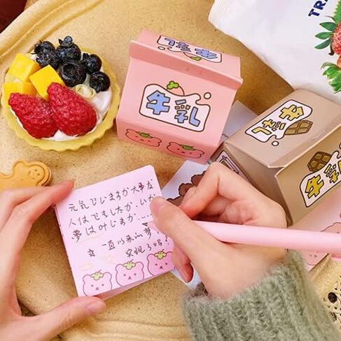 Milk Bear Note Paper Cute Notepad 220 Sheets to Do List Daily Check List Notepad 2 Packs Cartoon School Supplies in Saudi Arabia