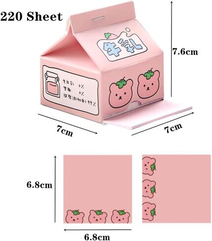 Milk Bear Note Paper Cute Notepad 220 Sheets to Do List Daily Check List Notepad 2 Packs Cartoon School Supplies in Saudi Arabia