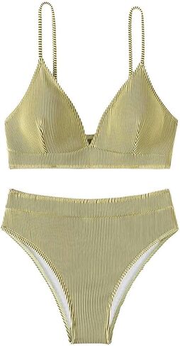 SweatyRocks Women's Striped Bathing Suits Spaghetti Strap Triangle Bikini Sets High Waisted Two Piece Swimsuits in Saudi Arabia