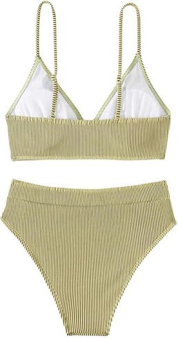 SweatyRocks Women's Striped Bathing Suits Spaghetti Strap Triangle Bikini Sets High Waisted Two Piece Swimsuits in Saudi Arabia