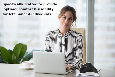 Wireless Mouse Left Handed Ergonomic Vertical Mouse, Ergo Carpal Tunnel Silent High Presion Portable Lightweight Quiet Travel Optical 6 Buttons Coldless Mice for Laptop Computer PC Office Gift Black in Saudi Arabia