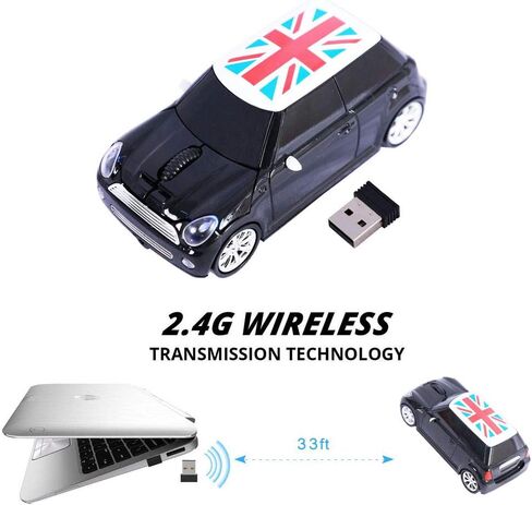 Sports Car Shaped Wireless Mouse 3 Button Optical Mouse Ergonomic Gaming Mice with USB Receiver for PC Computer Laptop Gift in Saudi Arabia