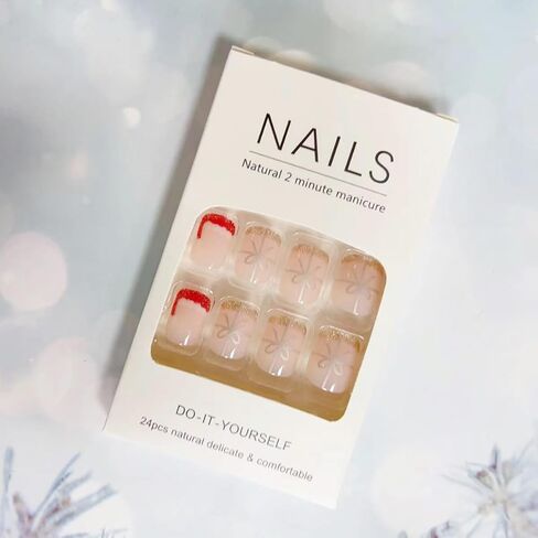 ضغط الشتاء على الأظافر ندفة الثلج الأظافر وهمية، LPOODDNU عيد الميلاد اضغط على الأظافر متوسطة مربعة الأظافر كاذبة لامعة فضية لامعة الغراء على الأظافر لطيف الشتاء عيد الميلاد عصا على الأظافر متوسطة للنساء، 24 قطعة in Kuwait