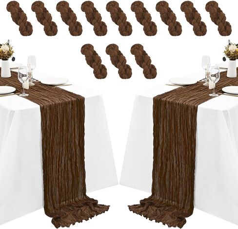 12 Pack Brown Cheesecloth Table Runner 35x120 Inch 10Ft Gauze Cheese Cloth Table Runner, Boho Rustic Table Decorations for Wedding Reception Bridal Shower Banquet in Saudi Arabia