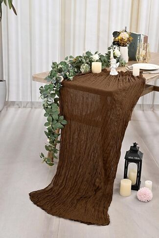 12 Pack Brown Cheesecloth Table Runner 35x120 Inch 10Ft Gauze Cheese Cloth Table Runner, Boho Rustic Table Decorations for Wedding Reception Bridal Shower Banquet in Saudi Arabia