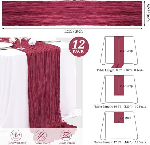 12 Pack Brown Cheesecloth Table Runner 35x120 Inch 10Ft Gauze Cheese Cloth Table Runner, Boho Rustic Table Decorations for Wedding Reception Bridal Shower Banquet in Saudi Arabia