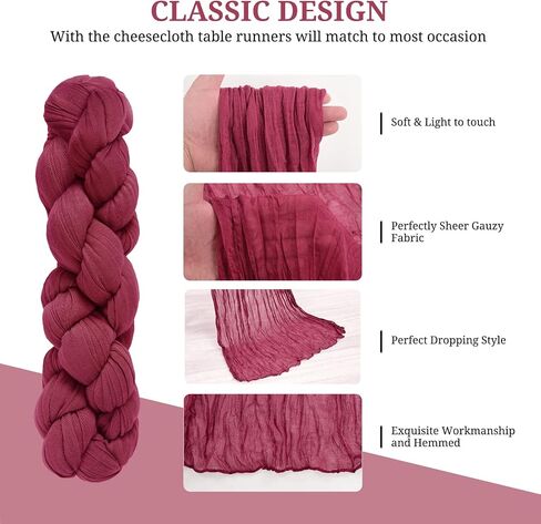 12 Pack Brown Cheesecloth Table Runner 35x120 Inch 10Ft Gauze Cheese Cloth Table Runner, Boho Rustic Table Decorations for Wedding Reception Bridal Shower Banquet in Saudi Arabia