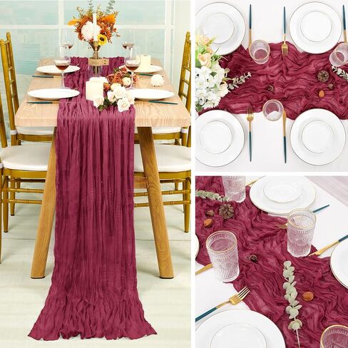 12 Pack Brown Cheesecloth Table Runner 35x120 Inch 10Ft Gauze Cheese Cloth Table Runner, Boho Rustic Table Decorations for Wedding Reception Bridal Shower Banquet in Saudi Arabia