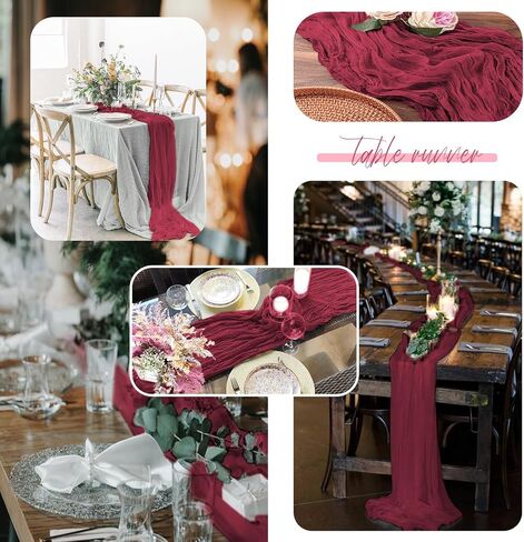 12 Pack Brown Cheesecloth Table Runner 35x120 Inch 10Ft Gauze Cheese Cloth Table Runner, Boho Rustic Table Decorations for Wedding Reception Bridal Shower Banquet in Saudi Arabia