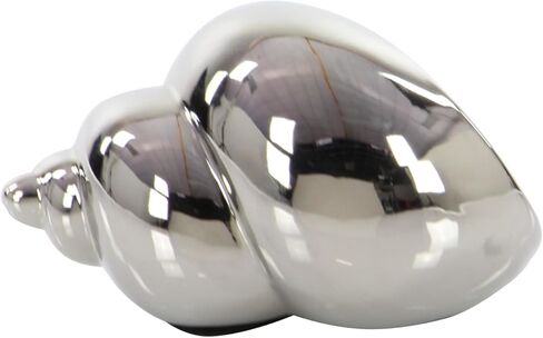 Deco 79 Ceramic Shell Decorative Sculpture Shell Home Decor Statues, Set of 3 Accent Figurines 7", 7", 5"W, Silver in Saudi Arabia
