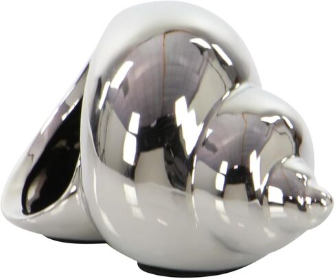 Deco 79 Ceramic Shell Decorative Sculpture Shell Home Decor Statues, Set of 3 Accent Figurines 7", 7", 5"W, Silver in Saudi Arabia